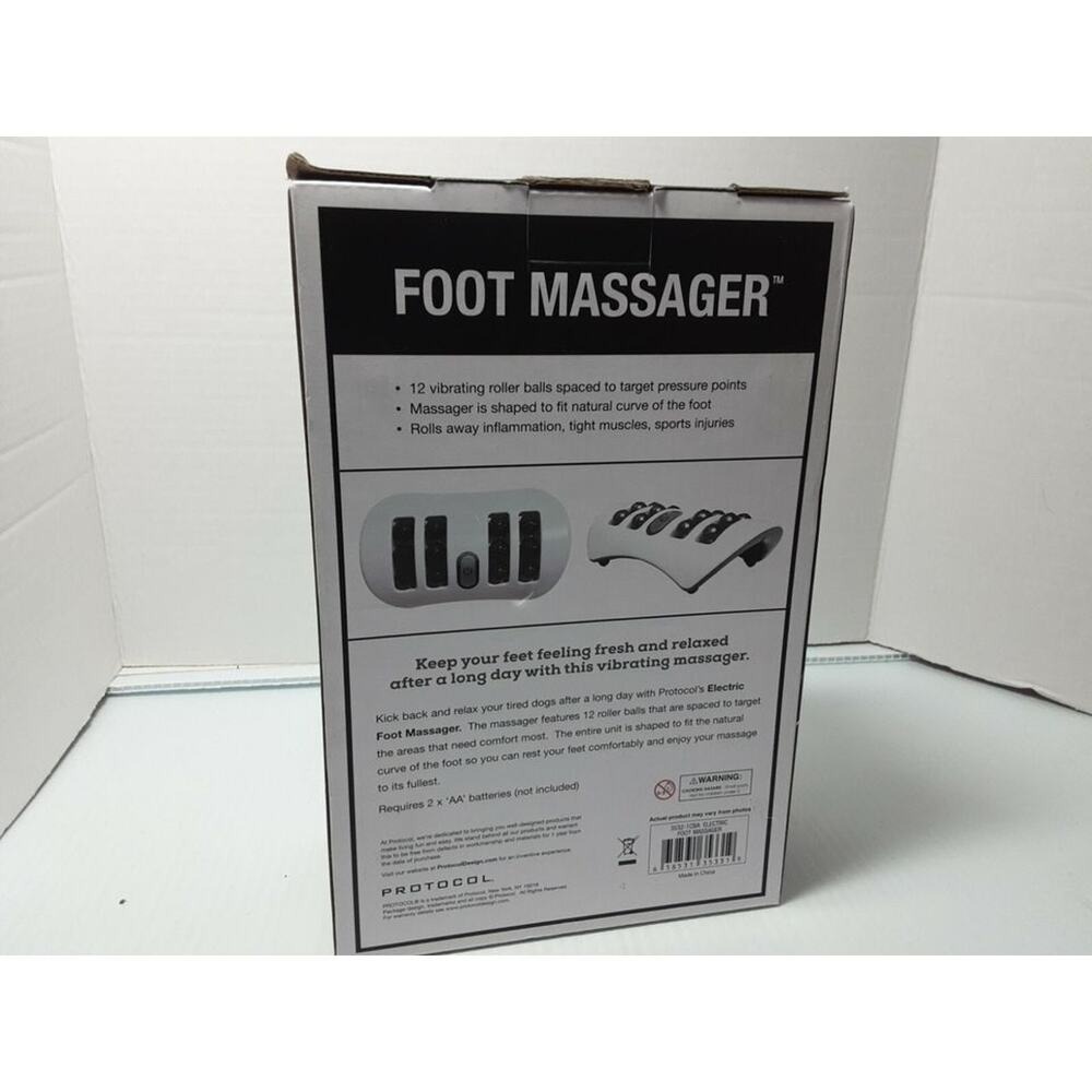 Protocol Electric Foot Massager 12 Vibrating Roller Balls Grey Black 9332-10MA - Picture 2 of 2